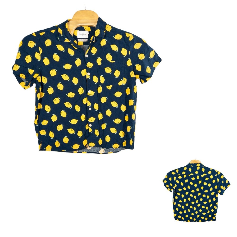 Mens Resortwear Button Up Shirt Lemons AOP Large Beach Vacation‎ Tropical